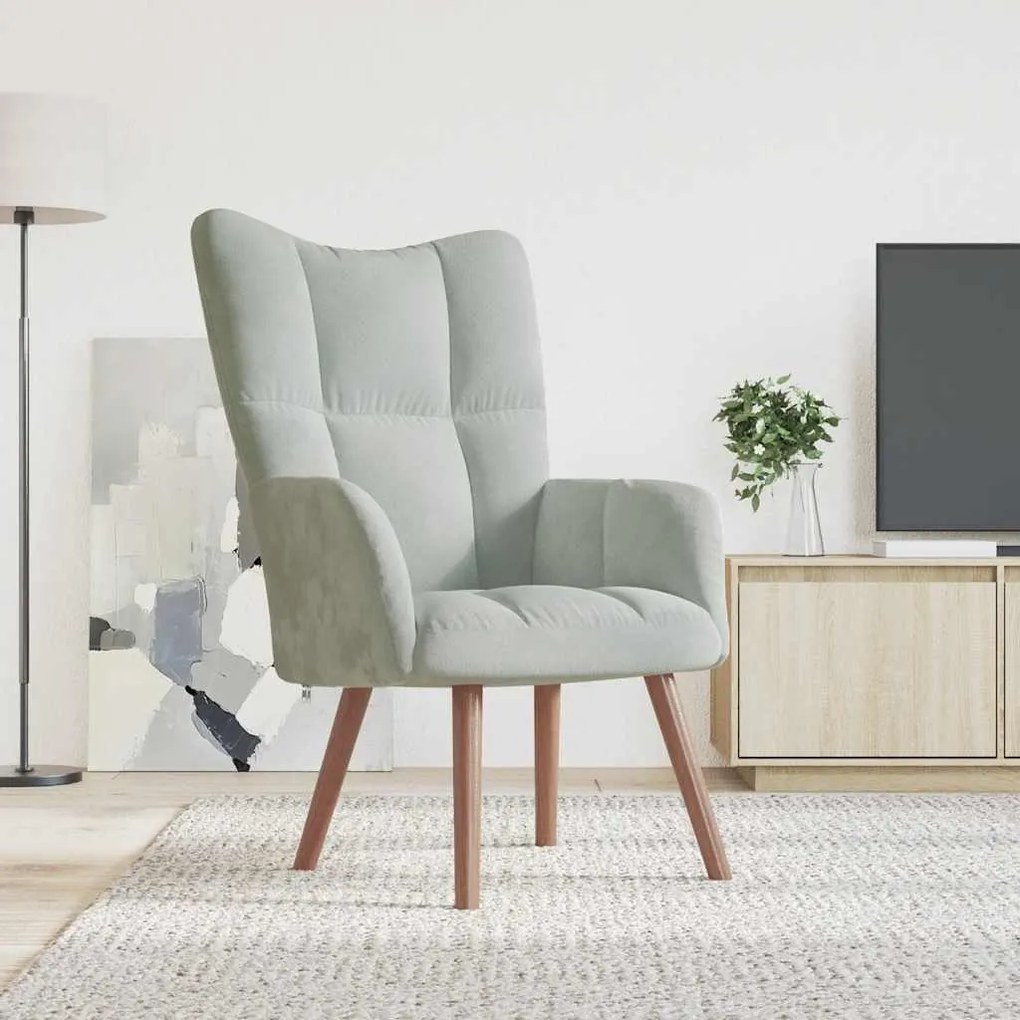 Sedia Relax Grigio Chiaro İn Velluto /