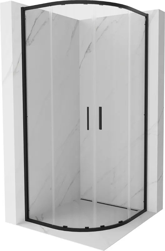 Mexen Exo cabina doccia semicircolare scorrevole 80 x 80 cm, trasparente, nera - 8132-080-080-70-00