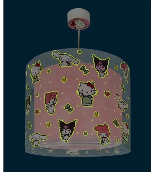Dalber 41252 - Lampadario per bambini HELLO KITTY&FRIENDS 1xE27/15W/230V rosa