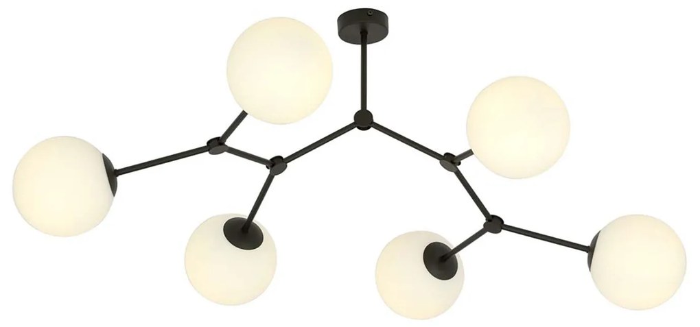 Plafoniera Minimal Iperione Acciaio Nero Bianco 6 Luci E14 Ip20