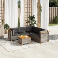 Set Divano da Giardino 6 pz con Cuscini Grigio in Polyrattan 3261828