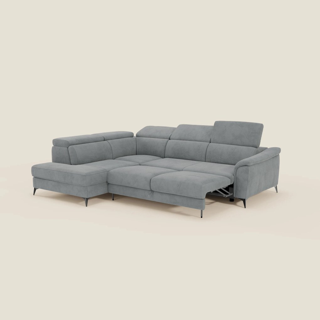 Arcos Divano angolare - piedini alti e poggiatesta reclinabili in microfibra impermeabile T11 grigio