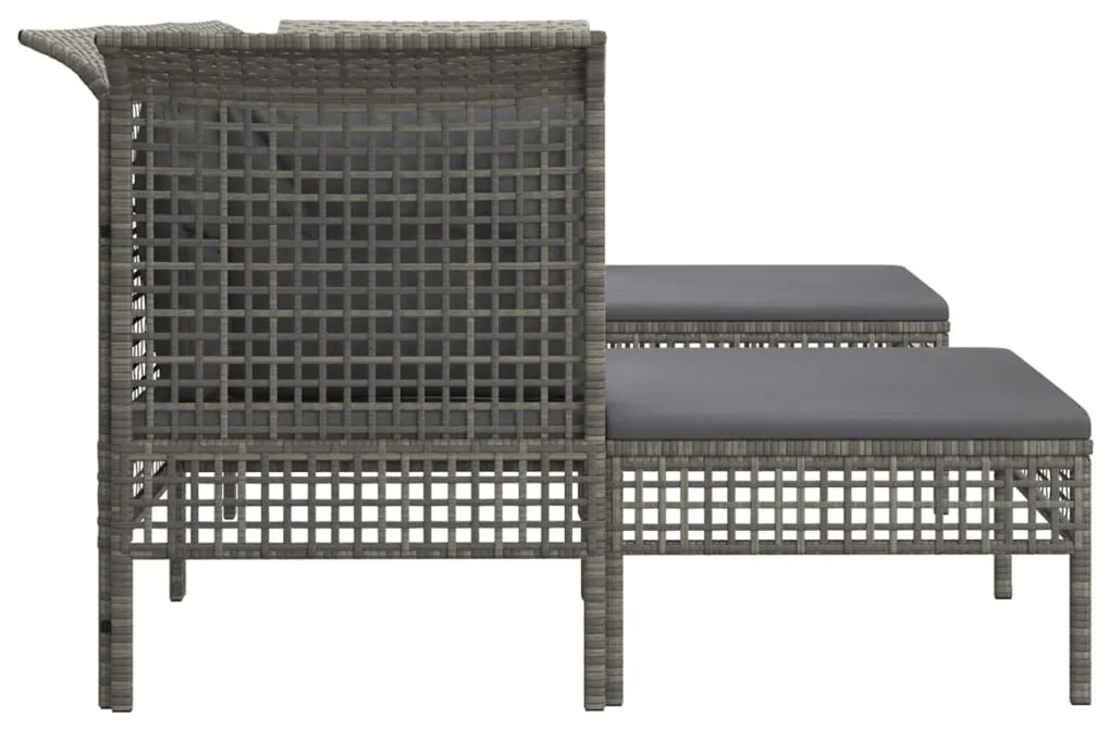 Set Divani da Giardino 5 pz con Cuscini in Polyrattan Grigio