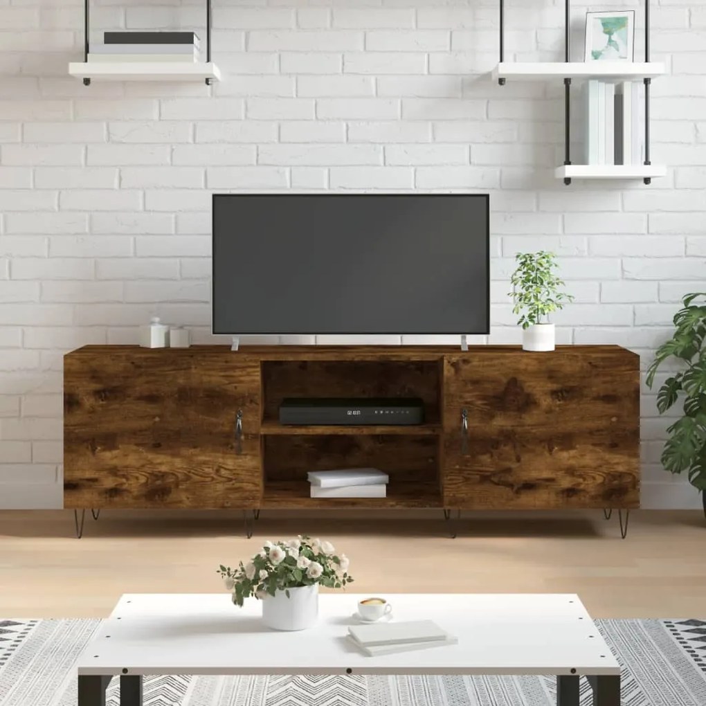 Mobile Porta Tv Rovere Fumo 150x30x50 Cm İn Legno Multistrato /