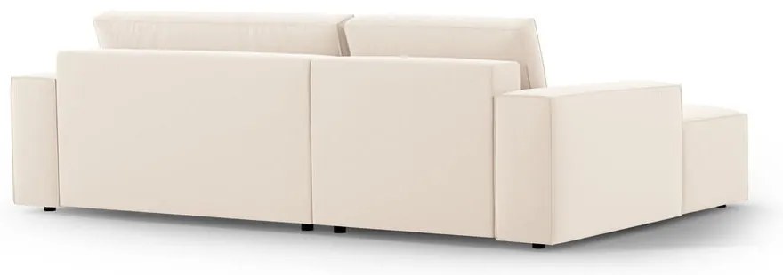 Divano angolare beige allungabile/con contenitore (con penisola a sinistra/con chaise lounge) con rivestimento in velluto Jodie – Micadoni