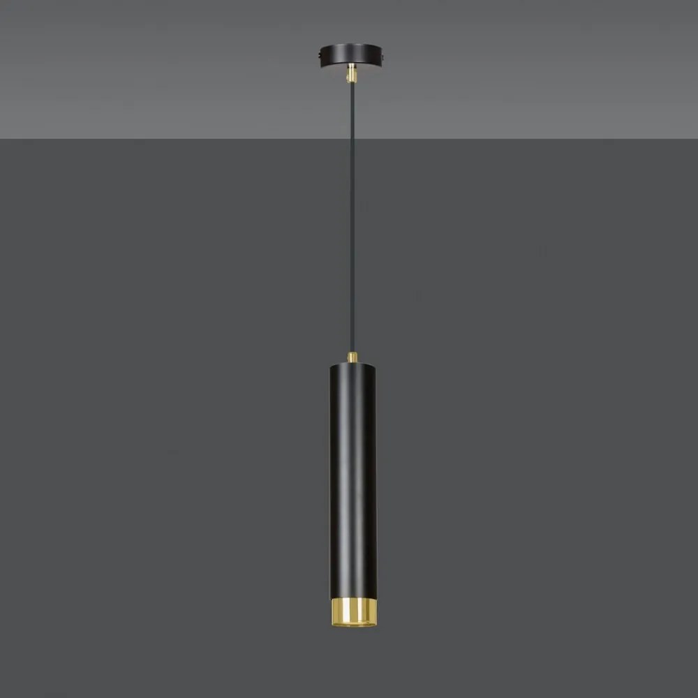 Lampada a Sospensione in Acciaio KIBO 1 GU10 Colore del corpo Nero e Oro