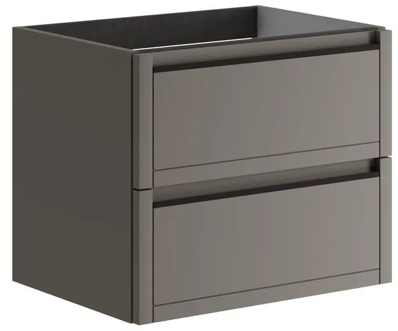 Mobile da bagno sospeso sotto lavabo L 59.5 x H 50 x P 45.5 cm grigio opaco, 2 cassetti Tratto