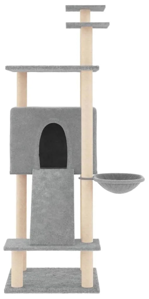 Albero per gatti con tiragraffi in sisal grigio chiaro 153 cm