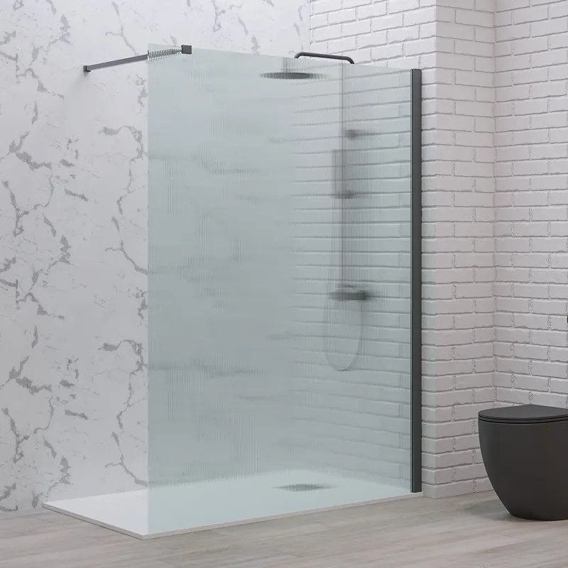 Doccia walk in 140 cm vetro scanalato e profilo gun metal | KW-100GMFL - KAMALU