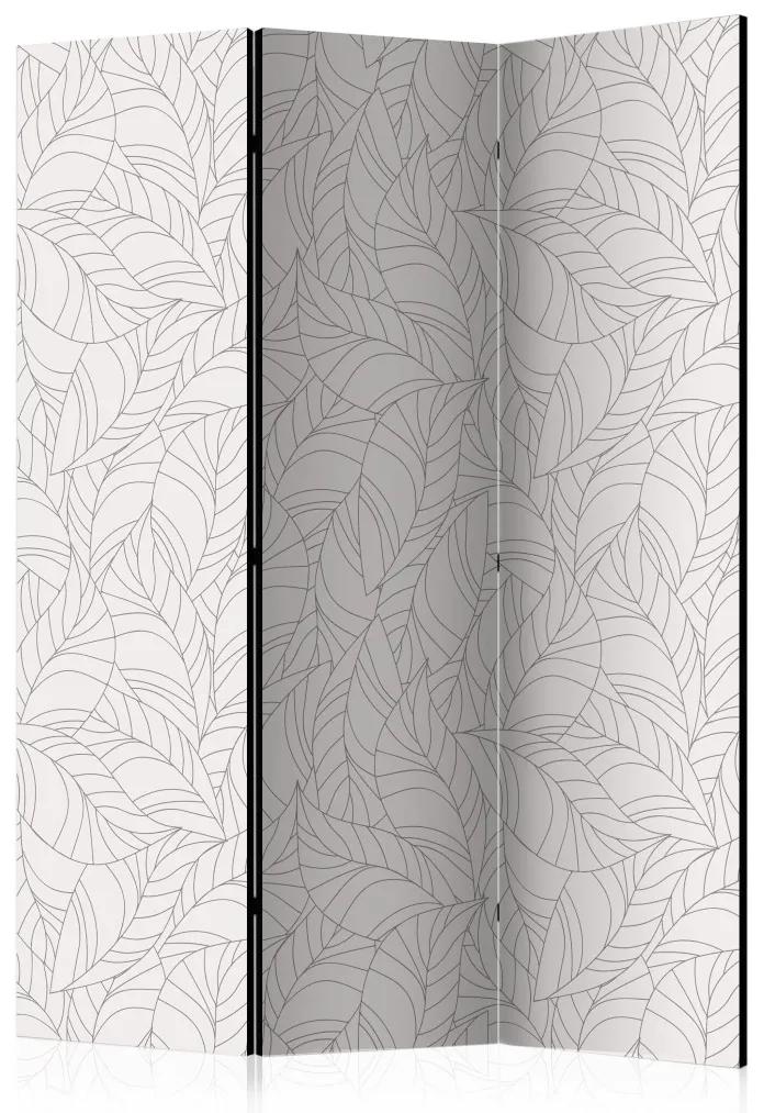 Paravento design Foglie incolore (3-parti) - composizione chiara con tema floreale