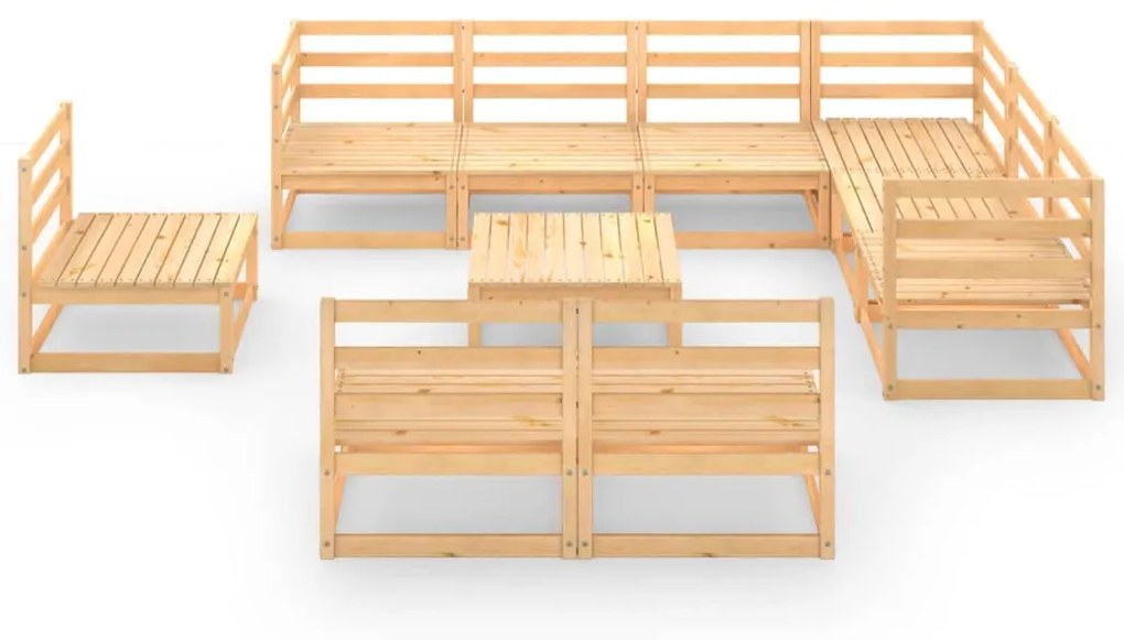 Set Divani da Giardino 10 pz in Legno Massello di Pino