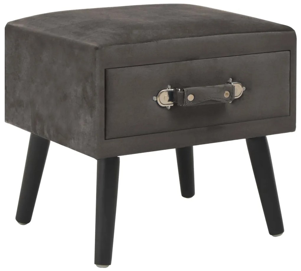 Comodino Grigio 40x35x40 Cm İn Velluto /