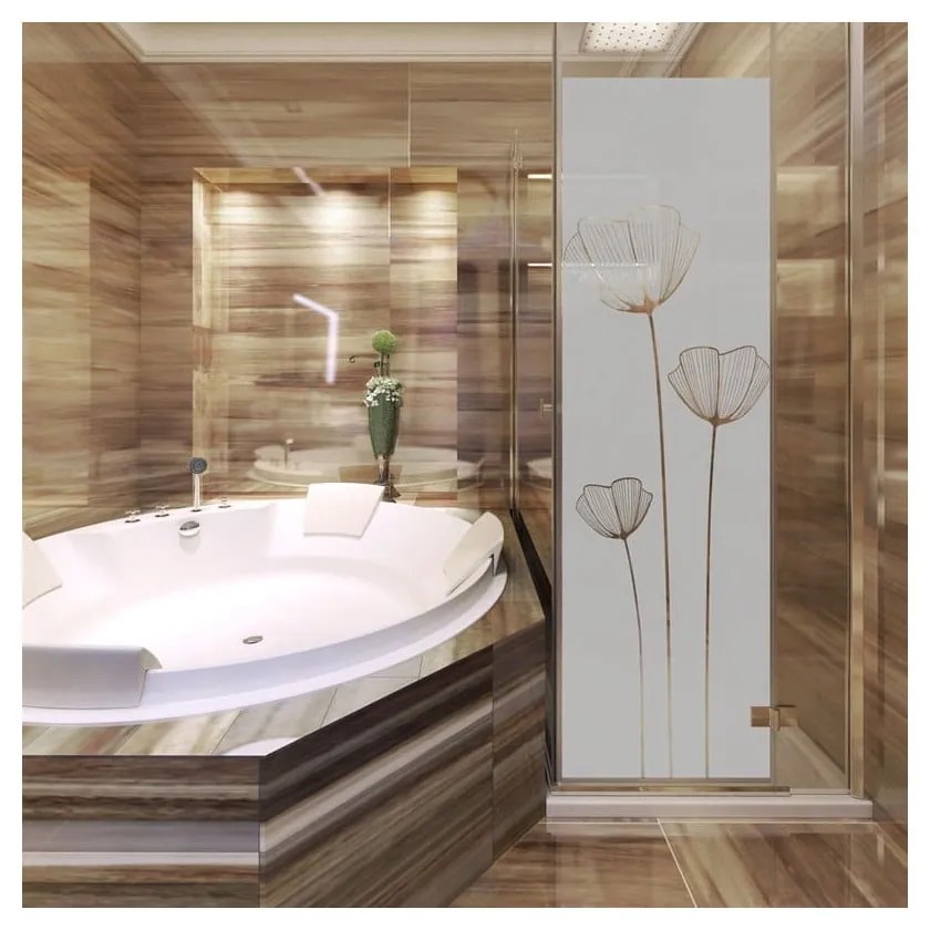 Adesivo per porta della doccia Fiori di papavero, 185 x 55 cm - Ambiance