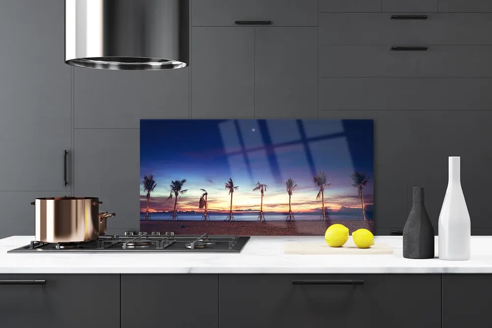 Pannello cucina paraschizzi Paesaggio del mare della palma 125x50 cm