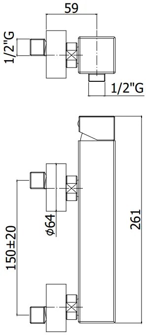 Paffoni Level Lea168dst Miscelatore Doccia Esterno con supporto a muro snodato in ABS doccetta e flessibile Steel Acciaio