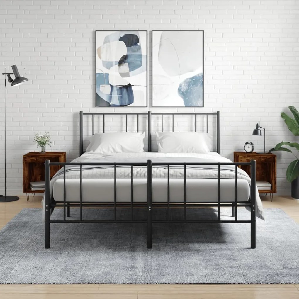 Comodini 2pz Rovere Fumo 40x35x50 Cm İn Legno Multistrato /