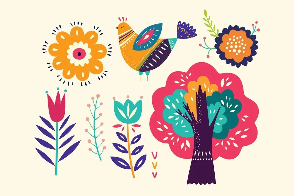 Stampa su tela – Natura in stile folk