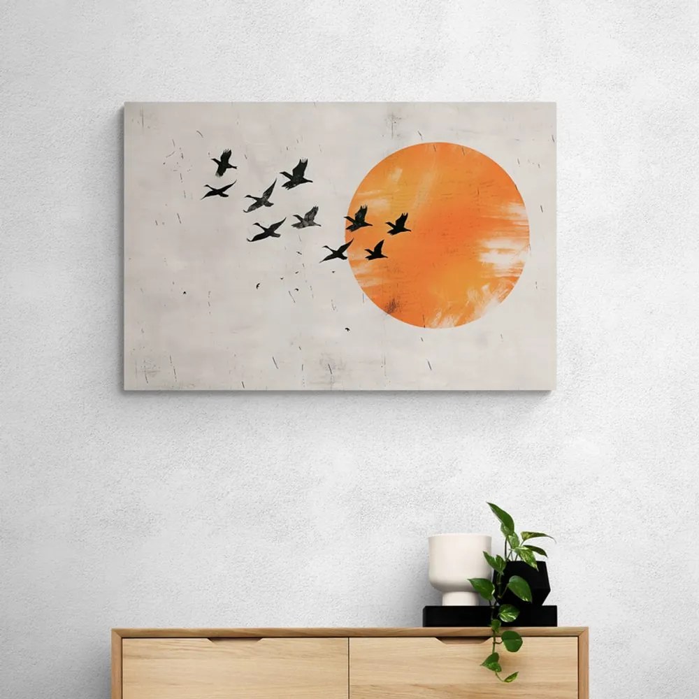 Quadro su tela – Japandi luna arancione