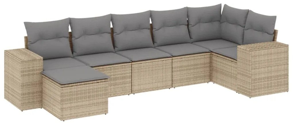 Set divani da giardino 7 pz con cuscini beige in polyrattan