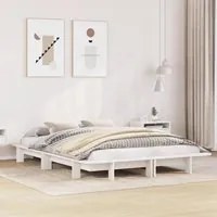 Letto senza Materasso Bianco 140x190 cm Legno Massello di Pino 850672