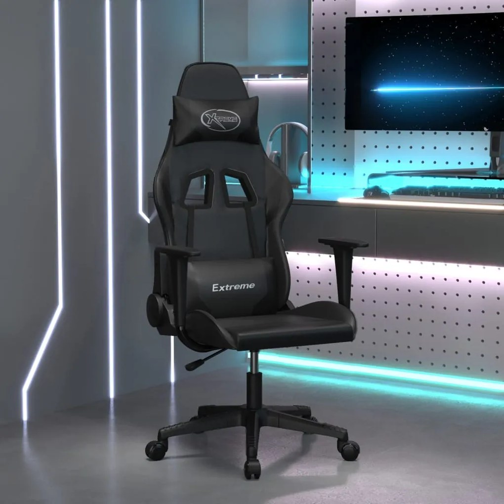 Sedia da gaming nera in similpelle