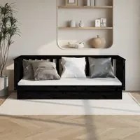 Dormeuse Nera 100x200 cm in Legno Massello di Pino 821573