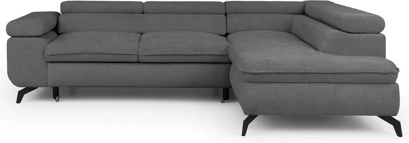 Divano angolare grigio (con penisola a destra/a L) con rivestimento in ciniglia Marbeya – Ropez