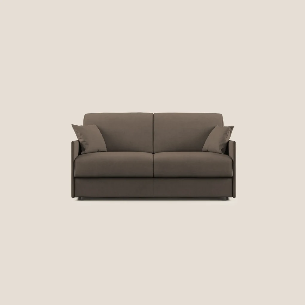 Evans Divano letto in morbido tessuto impermeabile T02 marrone 169 cm (mat. 140x197)