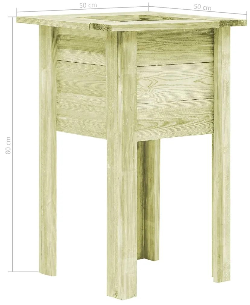 Fioriera Rialzata Giardino Piedini 50x50x80cm Legno Impregnato