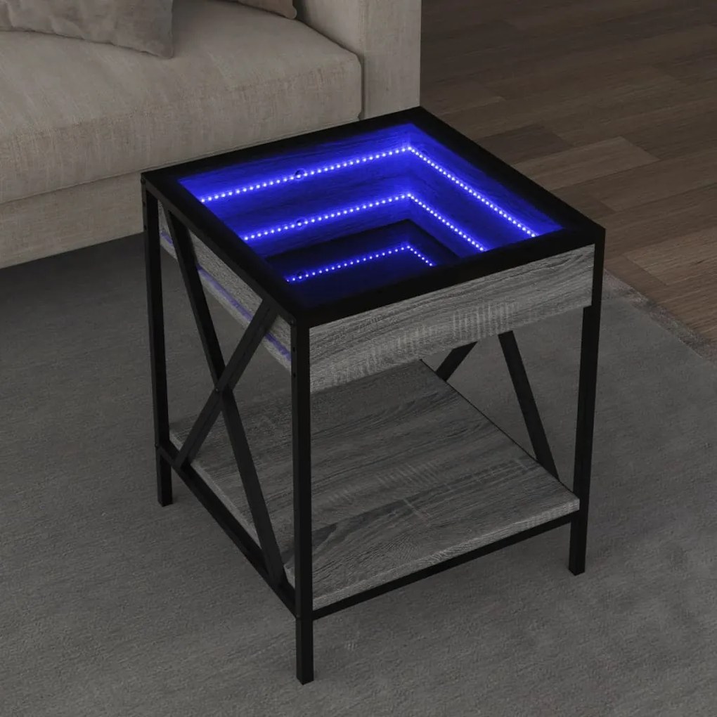 Tavolino Da Salotto Con Led Infinity Grigio Sonoma 40x40x49 Cm /