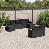 Set Divani da Giardino 9 pz con Cuscini Nero in Polyrattan 3226398