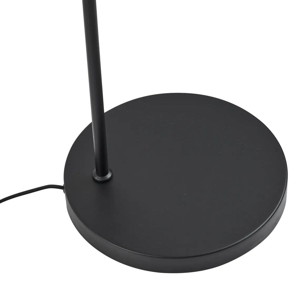 Lampada da terra Japandi nera con paralume oro e beige - Pluni