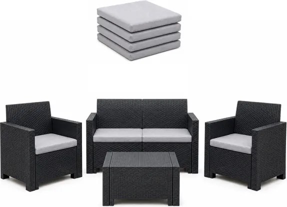 Cuscini Esterno e Giardino 55x45 cm Sfoderabili Grigio Set 4