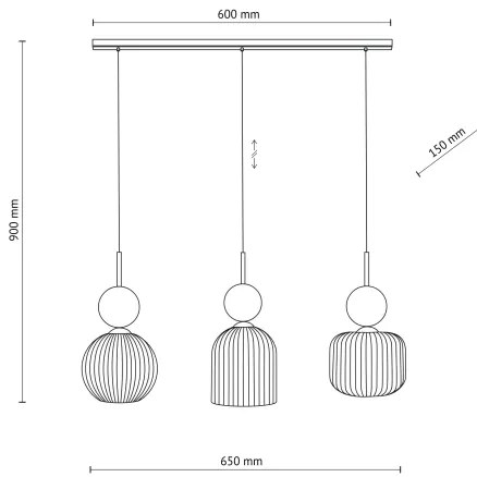 Lampadario a sospensione su cavo SOPHIA 3xE14/10W/230V nero/verde/beige fumé