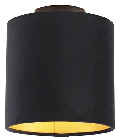 Plafoniera con paralume in velluto nero e oro 20 cm - Combi Black
