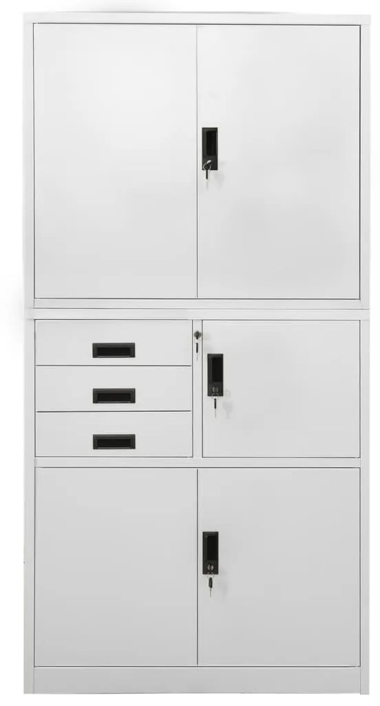Armadio per ufficio grigio chiaro 90x40x180 cm in acciaio