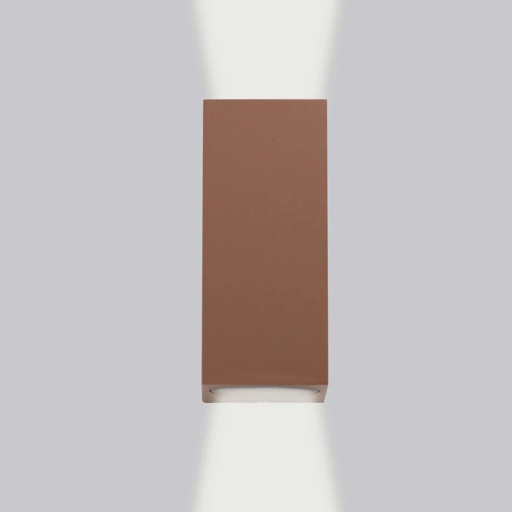 Applique Quadrata Bidirezionale IP65 - GU10 Mattone Corten