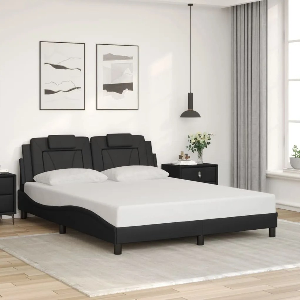 Giroletto con luci led nero 160x200 cm in similpelle