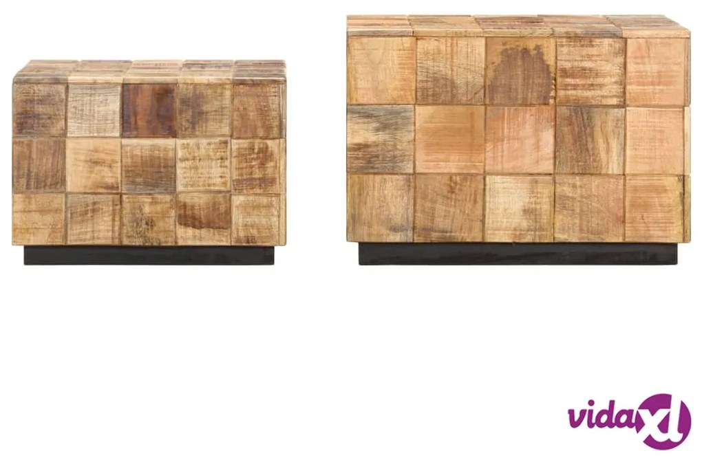 vidaXL Tavolini da Caffè a Parallelepipedo 2 pz Legno di Mango Grezzo