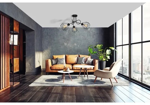 Lampadario da parete KARO 3xE27/15W/230V nero