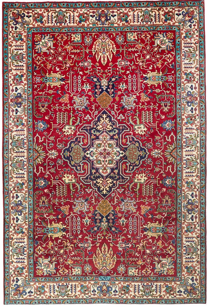 Tabriz Tappeto 290x190 Rosso (Iran) Annodato A Mano