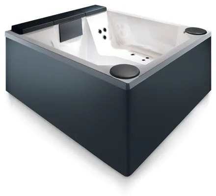 Treesse Quarz Light 212 Minipiscina 212x190 H.90 Idromassaggio Da Esterno Con Cromoterapia Riscaldamento Antigelo Copertura Termica E Rivestimento Gri