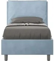 Letto imbottito Singolo 80x210 cm Antea - Contenitore,Microfibra,Azzurro