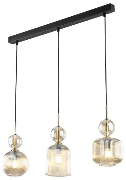 Lampada a sospensione SOPHIA con cavo 3xE14/10W/230V Nero/Beige fumé