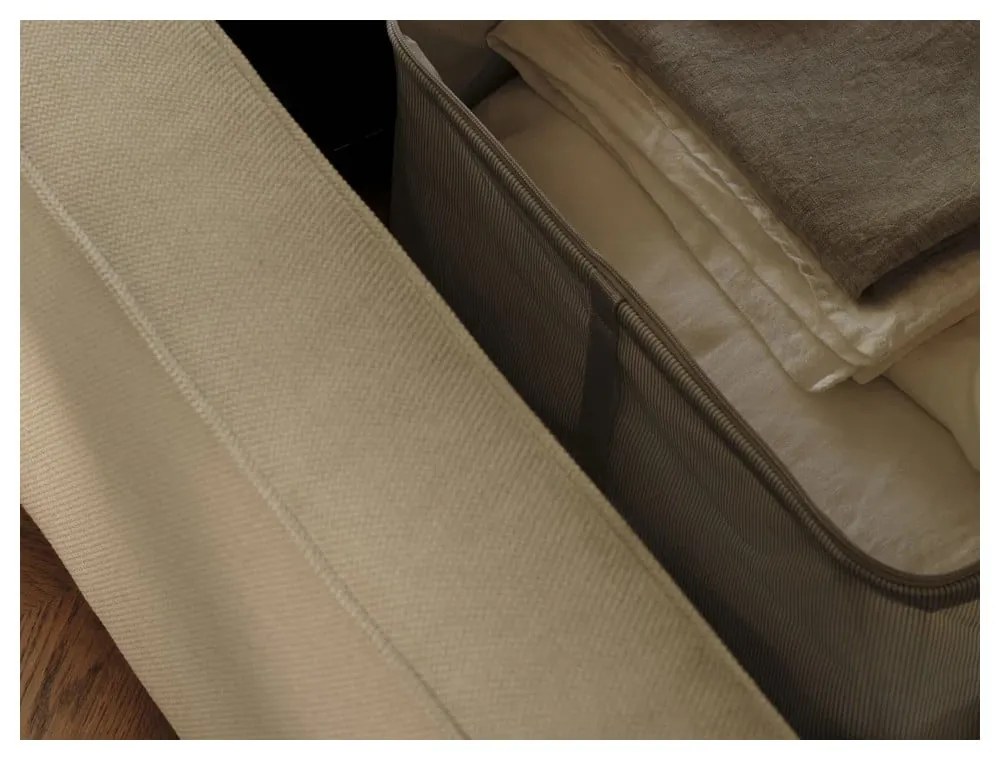 Letto matrimoniale imbottito beige con contenitore e rete inclusi 200x200 cm Arendal - Cosmopolitan Design