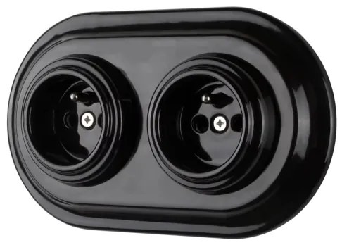 Bohemia-Design - Presa domestica in porcellana in stile retrò senza placca 250V/16A nera