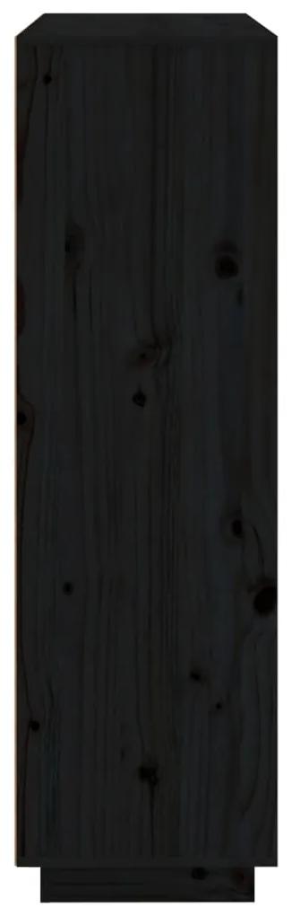 Credenza nera 110,5x35x117 cm in legno massello di pino