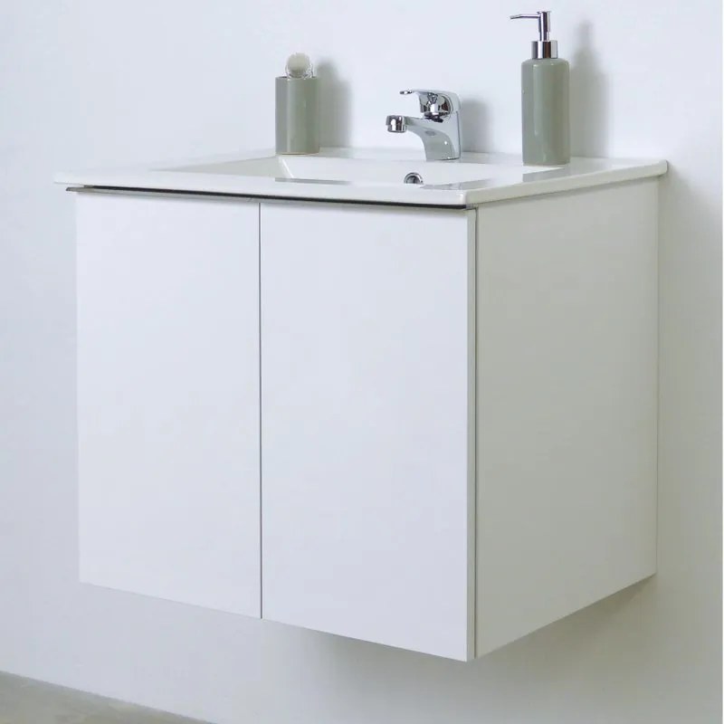 Mobile da bagno sotto lavabo SENSEA Essential bianco laccato L 60 x H 53 x P 45 cm 2 ante, lavabo non incluso