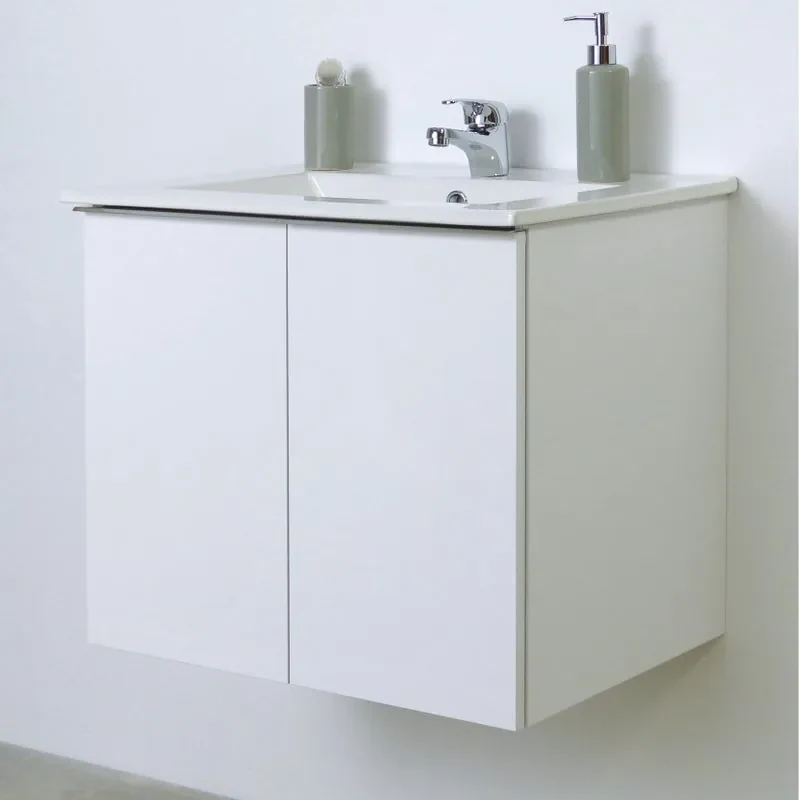 Mobile da bagno sotto lavabo SENSEA Essential bianco lucido laccato L 60 x H 53 x P 45 cm 2 ante, lavabo non incluso