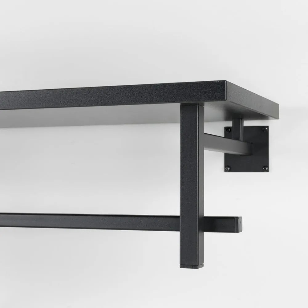 Attaccapanni da parete nero in metallo con scaffale 76 cm Simplon – Spinder Design